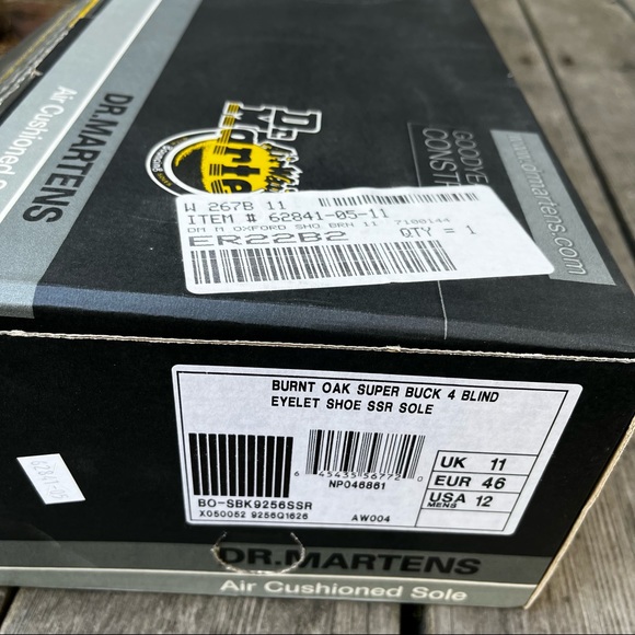 Doc Martens Burnt Oak Suede Leather Super Buck 4 Blind Eyelet Shoe Vintage Sz 12 - Picture 11 of 16